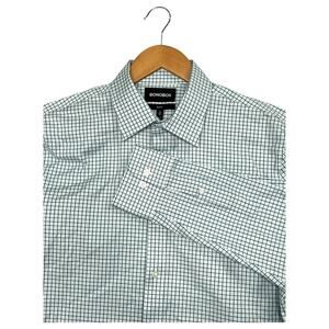 Bonobos Shirt Mens 16 33 Green White Plaid Slim Fit Button Up Preppy Classic